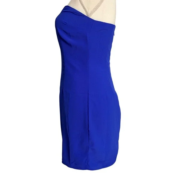 Superdown Isidora Mini Dress Strapless  Bodycon Polyester Royal Blue Small - Picture 4 of 8